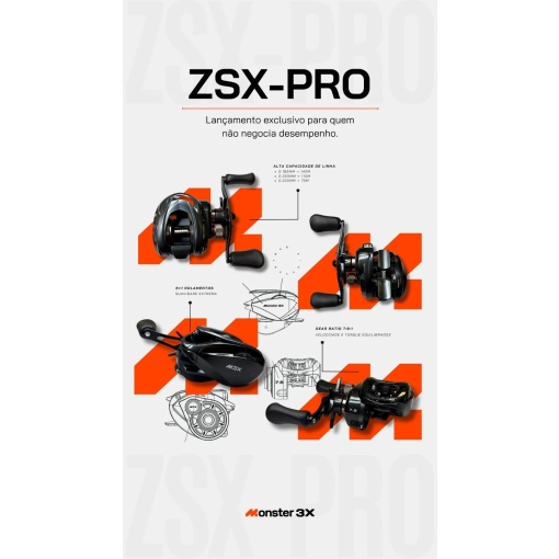 Carretilha Monster 3x ZSX-PRO – Nako Pesca